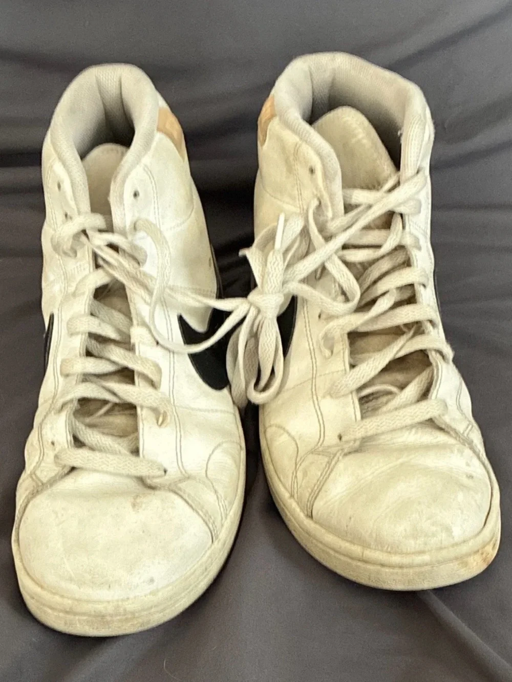 Nike Men’s Beige High-Top Sneakers with Black Swoosh